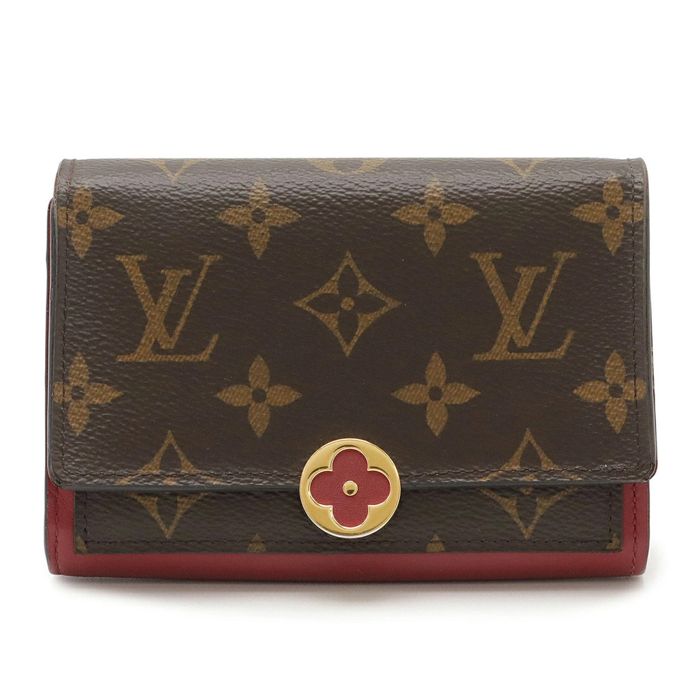 LOUIS VUITTON Monogram Portefeuille Flore Compact Bi fold Wallet Fuschia Pink